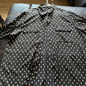 Black blouse with silver and gold dots.  XXL